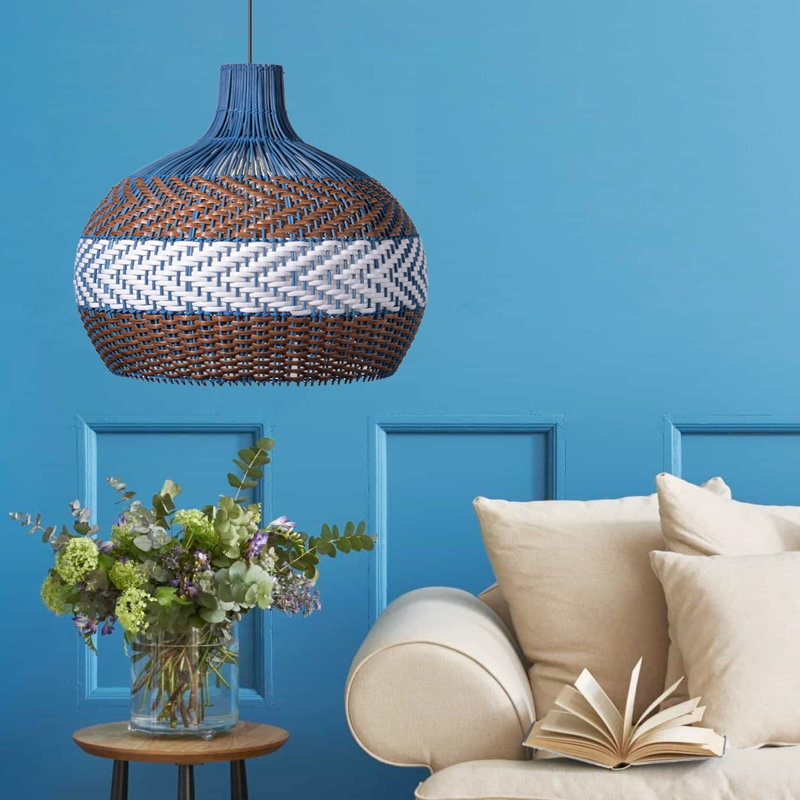 Luminaire suspendu bleu clair Adhem 1, H 13,77 po x l 15,74 po x P 15,74 po