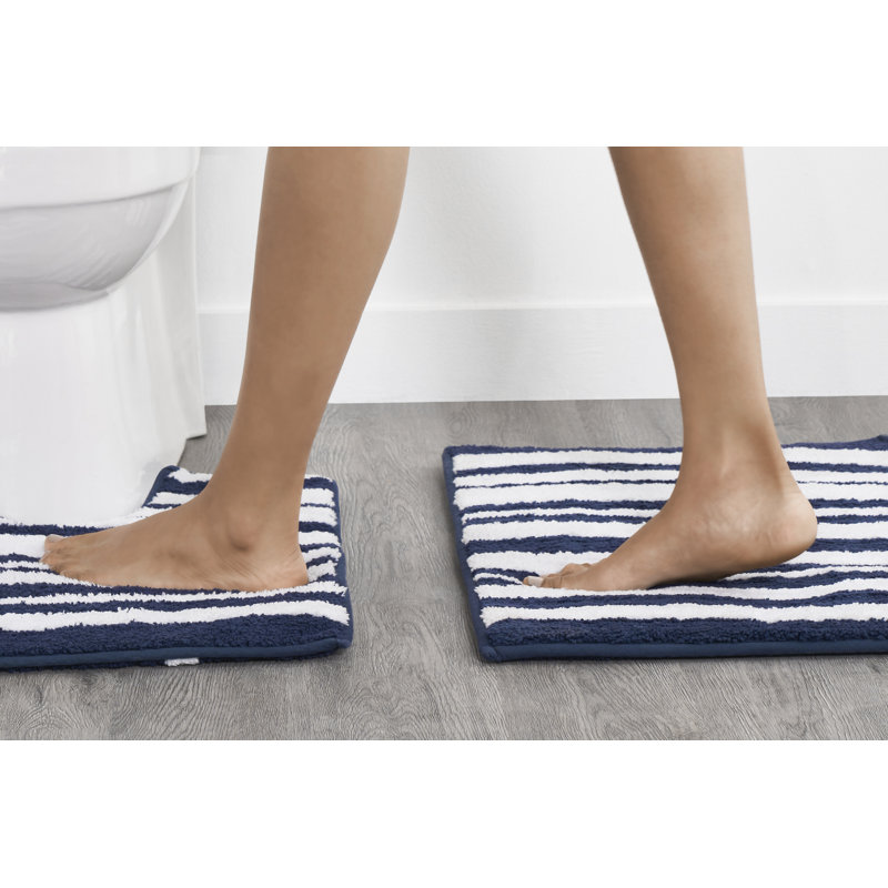 Super Soft and Highly Absorbent with Reversible Rectangle Bath Mat, Navy, 43cm W x 61cm L