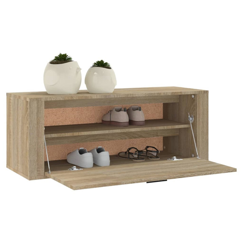Ceddrick 8 Pair Shoe Storage Cabinet, Natural Wood