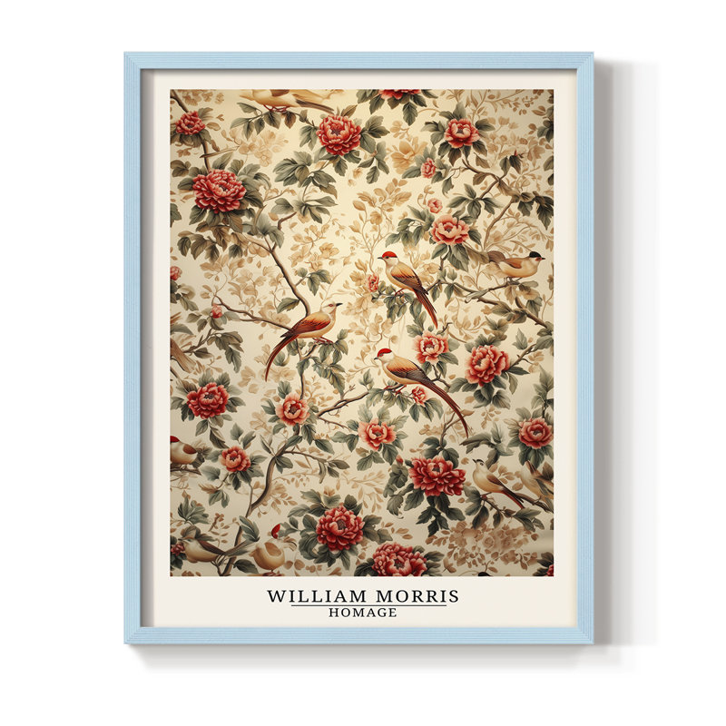 WM MORRIS Series CCXLV Framed Print - Solid Wood, Blue, 30" H x 24" W
