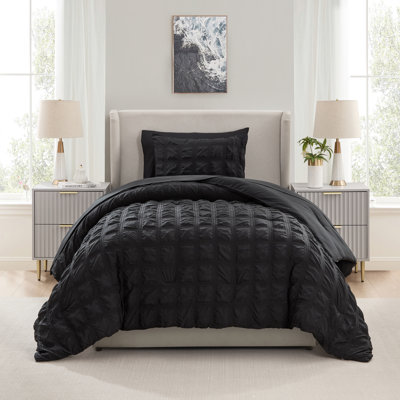 Bed in a Bag Seersucker Diamond Stitch 5 Piece Comforter Set