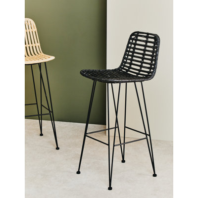 Wicker Bar Stool with Steel Frame