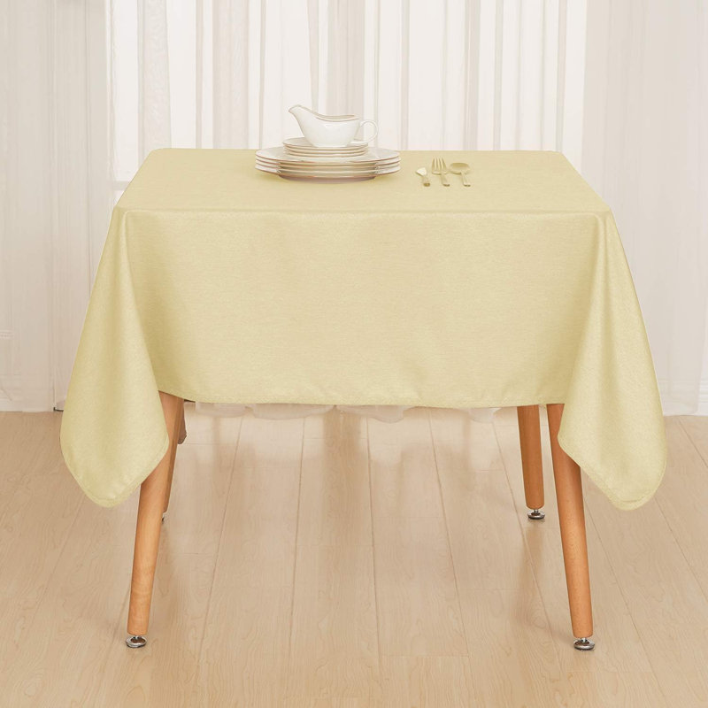 Olvan Rectangle Solid Colour Polyester Tablecloth, Cream