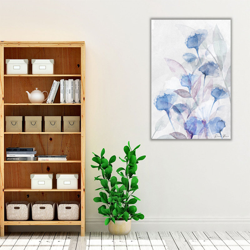 «Modern Poppies 2 Blue», reproduction d'art sur toile, H 48 po x l 32 po