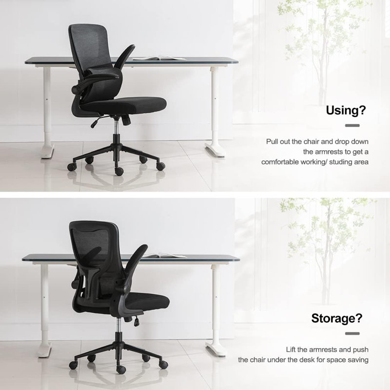 Chaise de bureau en filet Lutfie, Noir