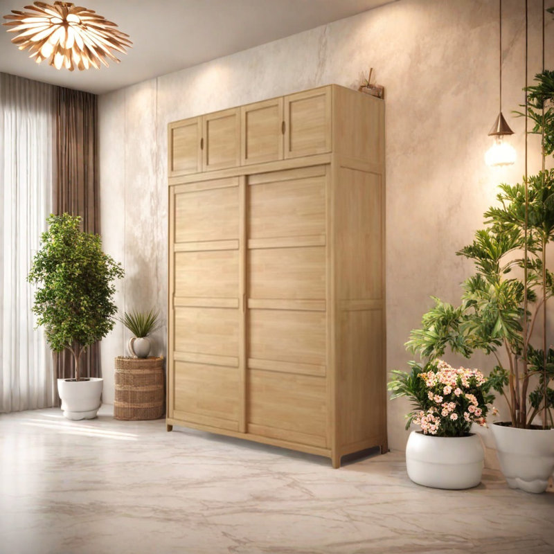 Garde-robe rétro pratique et classique, H 102,36 po x l 55,12 po x P 24,41 po, Burlywood