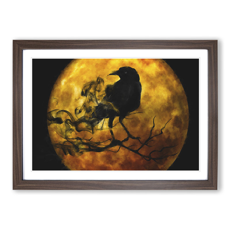 Raven Bird Vol.3 - Framed Print, 36cm H x 48cm W x 2cm D, Walnut Framed