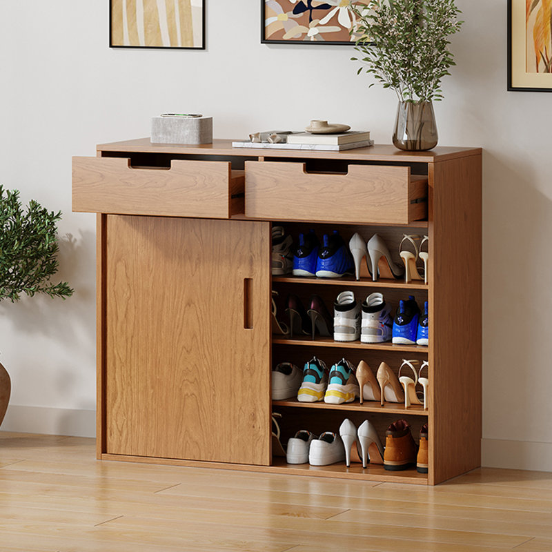 Sliding Door Console Cabinet, Brown, 37.4" H x 43.3" W x 15" D