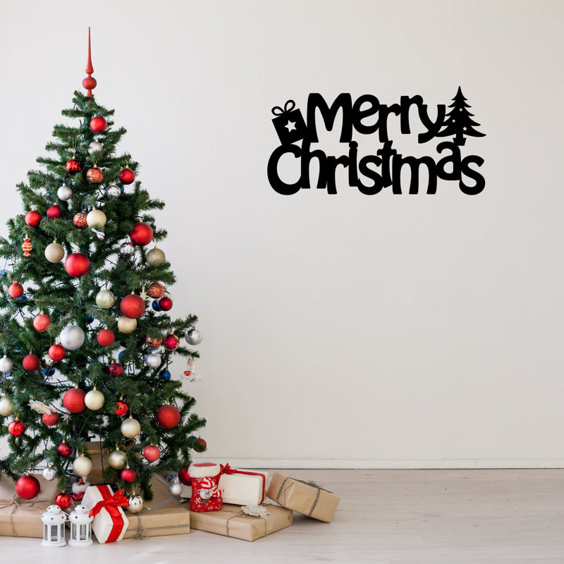 Merry Christmas Metal Wall Sign, 18" H x 36" W x 0.1" D