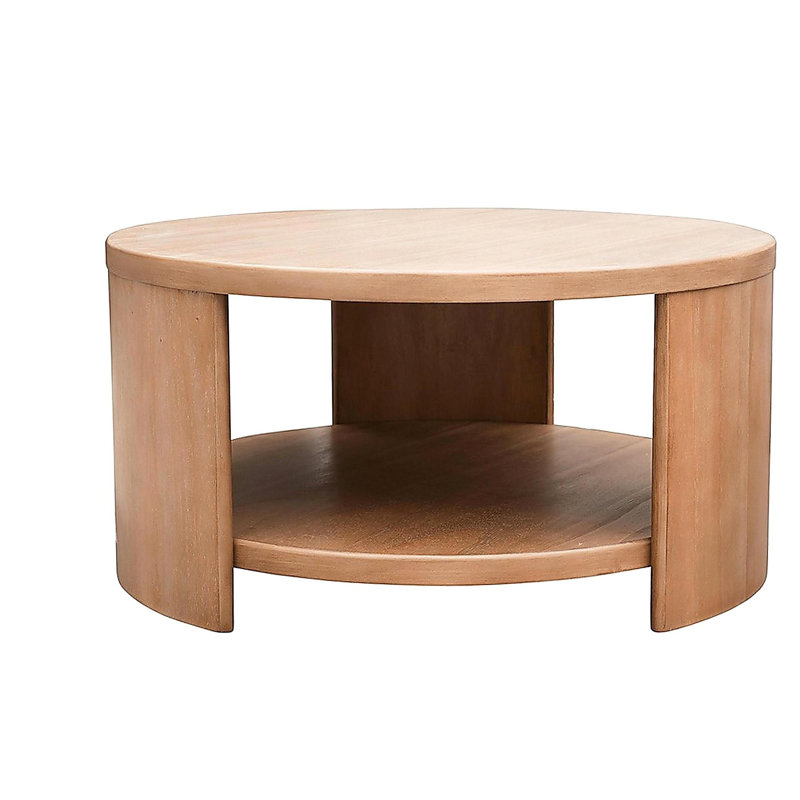 Circular coffee table with stand, Natural, Natural, Wood