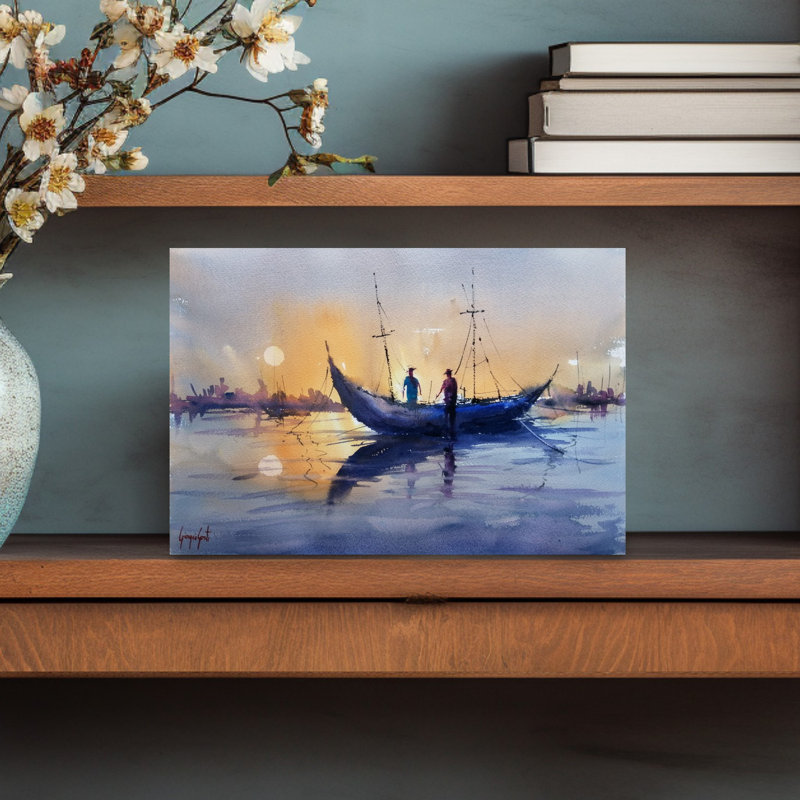 Bateau échoué 24, art marin contemporain, H 18 po x l 12 po