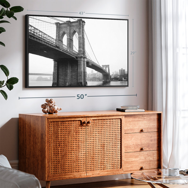 " Monochromatic Brooklyn Bridge Wall Art ", 29" H x 43" W