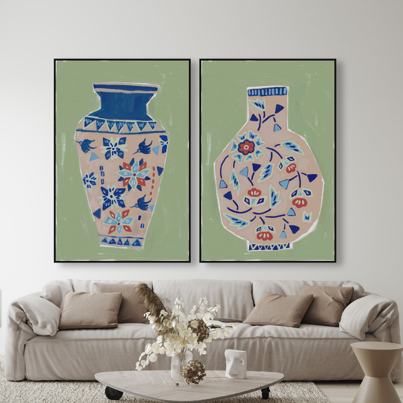 Heirloom Vase Set Set by Oliver Gal, 55" H x 37" W, Black Floater Frame