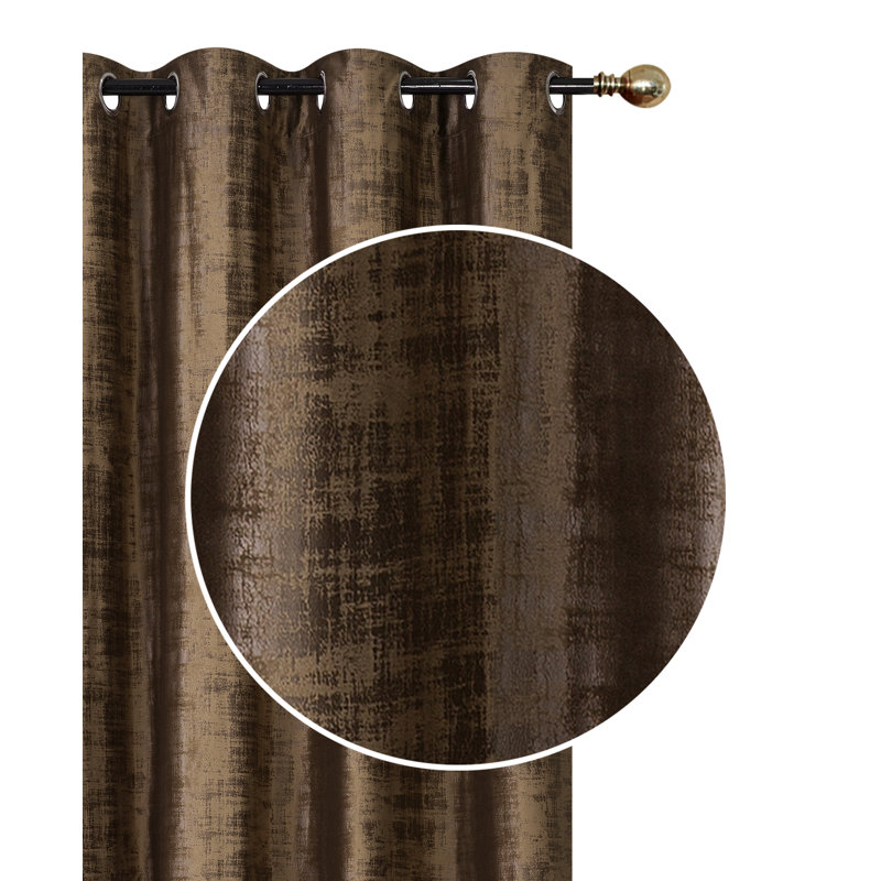 Velvet Semi Sheer Curtain Pair, 22" W x 72" L, Brown