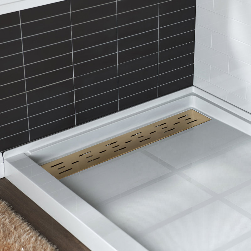60" W x 32" D Solid Surface Single Threshold solid surfce Shower Pan Base with Drain Assembly & Drain Cover Included, Non-Slip