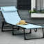 Chaise longue de plage pliable avec 4 positions d'inclinaison, coussin, filet respirant et élastique, bleu pailleté. Chaise longue pliante réglable d'extérieur, 4 positions, filet, siège élastique, bleu, personnalisable.