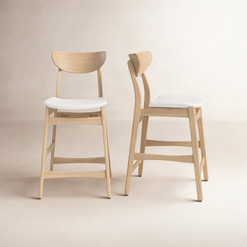 Tabouret de comptoir 24 po Fitz, Beige clair, Chêne