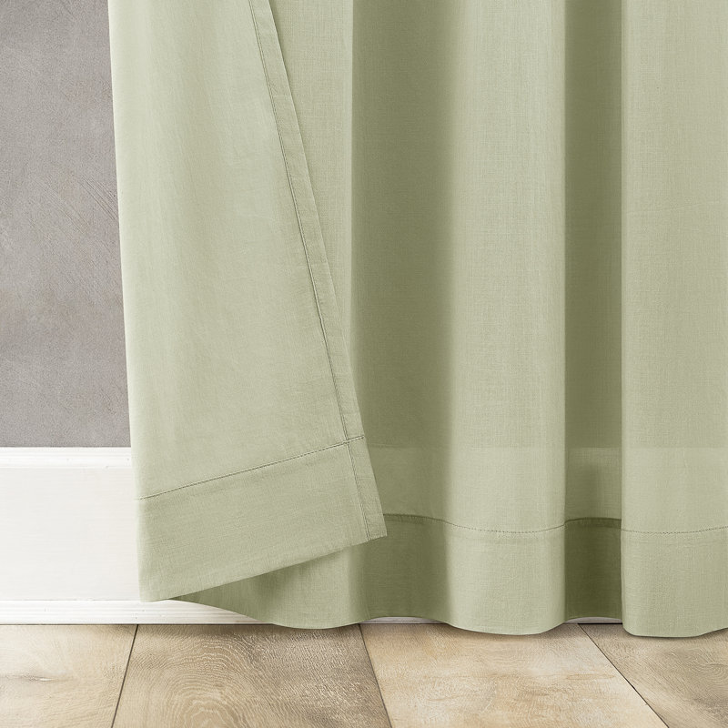 Light Moss Cotton Sheer Rod Pocket Curtain Panel 50" x 96"
