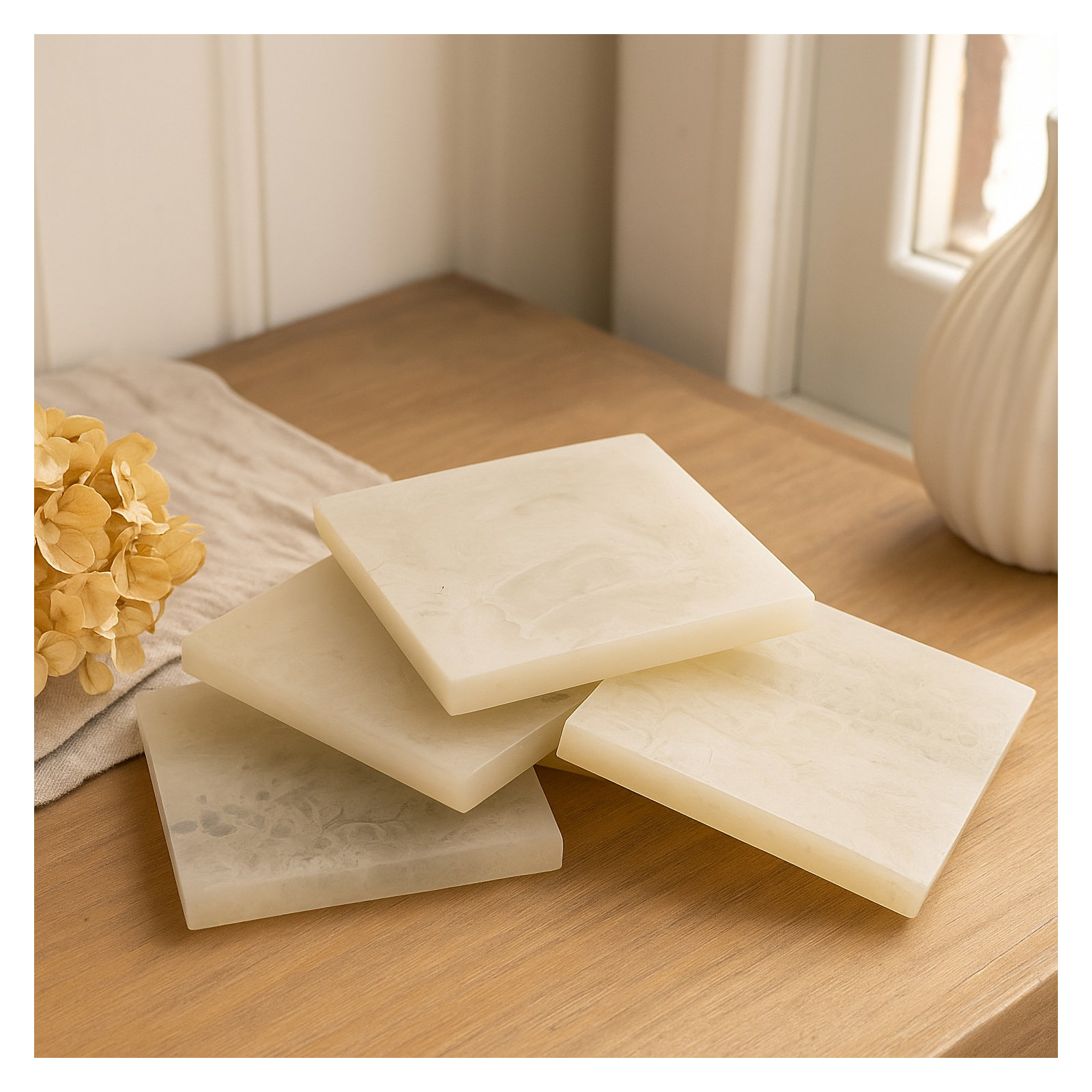No Pattern Square 4 -Piece Coaster Set