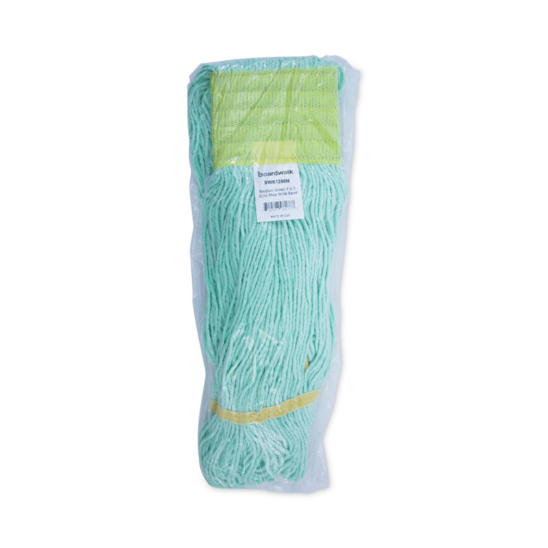 Green Medium Recycled Fiber Wet Mop Head with Canvas Binding