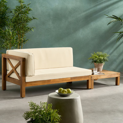 Ensemble de causeuse et table basse d'extérieur en bois d'acacia Seana