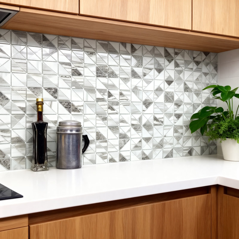 Carrelage mosaïque en verre 0,75 po x 0,75 po Art Deco Triangle, Corteccia urbain