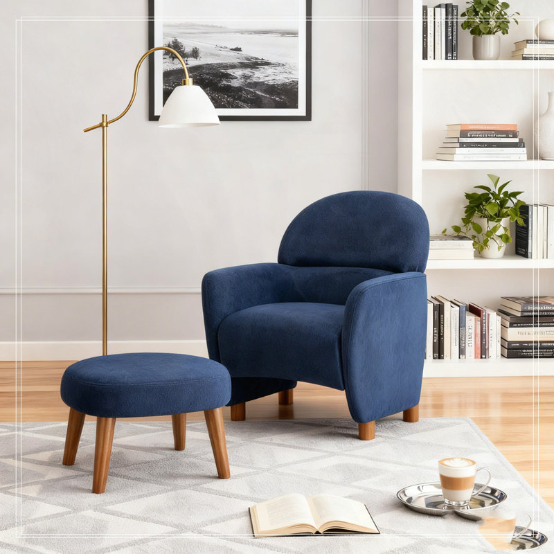 Chaise de loisir rembourrée avec repose-pieds, Bleu