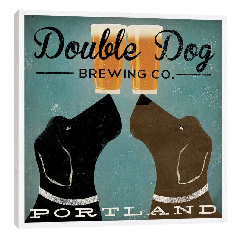 Double Dog Brewing Co. by Ryan Fowler - Print on Canvas, 93.98 cm H x 93.98 cm W, White Floater Frame