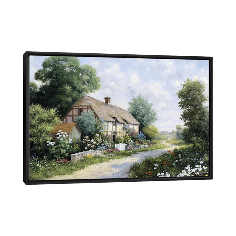 «The Country House», reproduction sur toile, H 18 po x l 26 po x P 1,5 po, Toile avec cadre noir, Pas de tapis