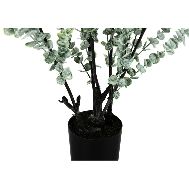 Faux eucalyptus de 44 po de hauteur, décor intérieur avec des feuilles réalistes en pot noir eucalyptus artificiel pour la décoration intérieure,