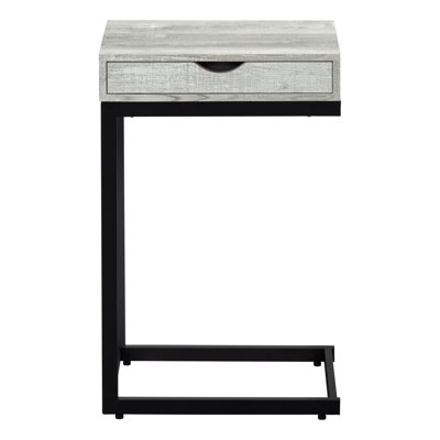 Laminate & Metal C-Shaped Snack Table with Storage Drawer for Living Room & Bedroom by 17 Stories