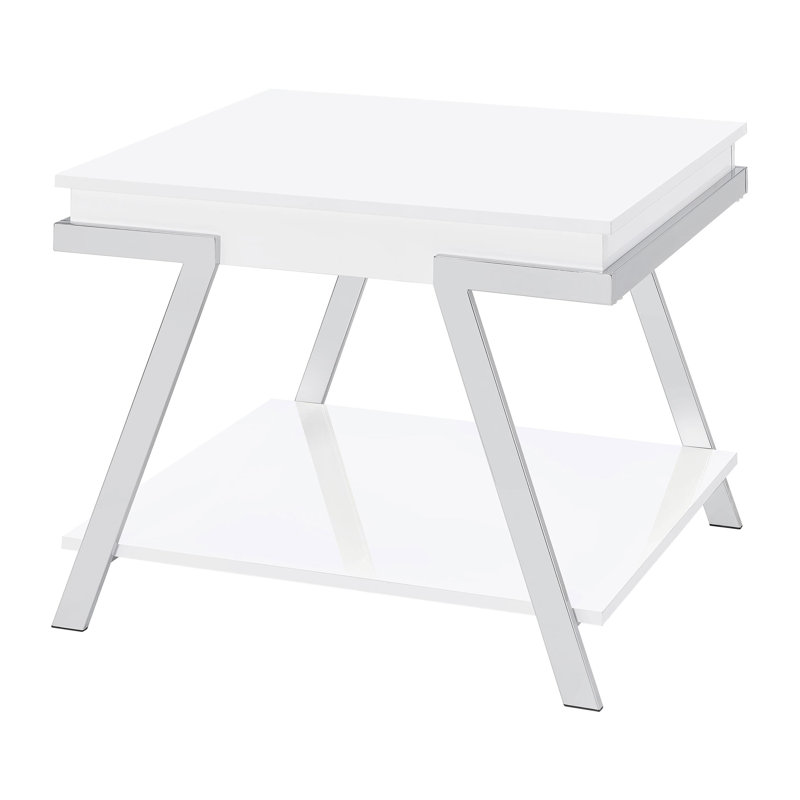 Rectangular Side End Table White High Gloss