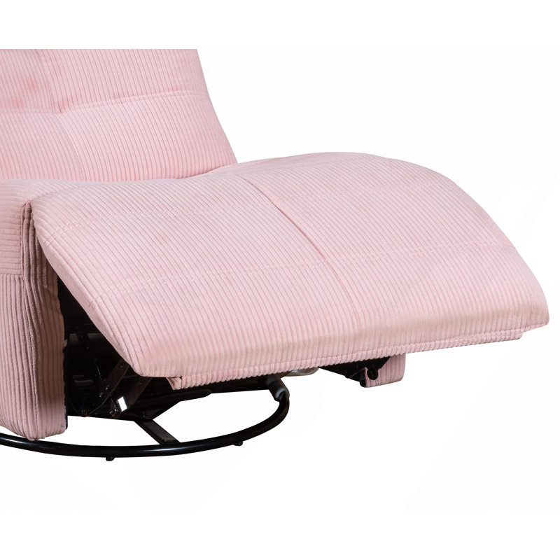 31" Pink Corduroy Swivel Glider Recliner