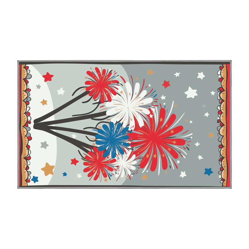 The Holiday Aisle® Indepence Day Firecraker Summer Holiday Rug, Rectangle 2' x 3'