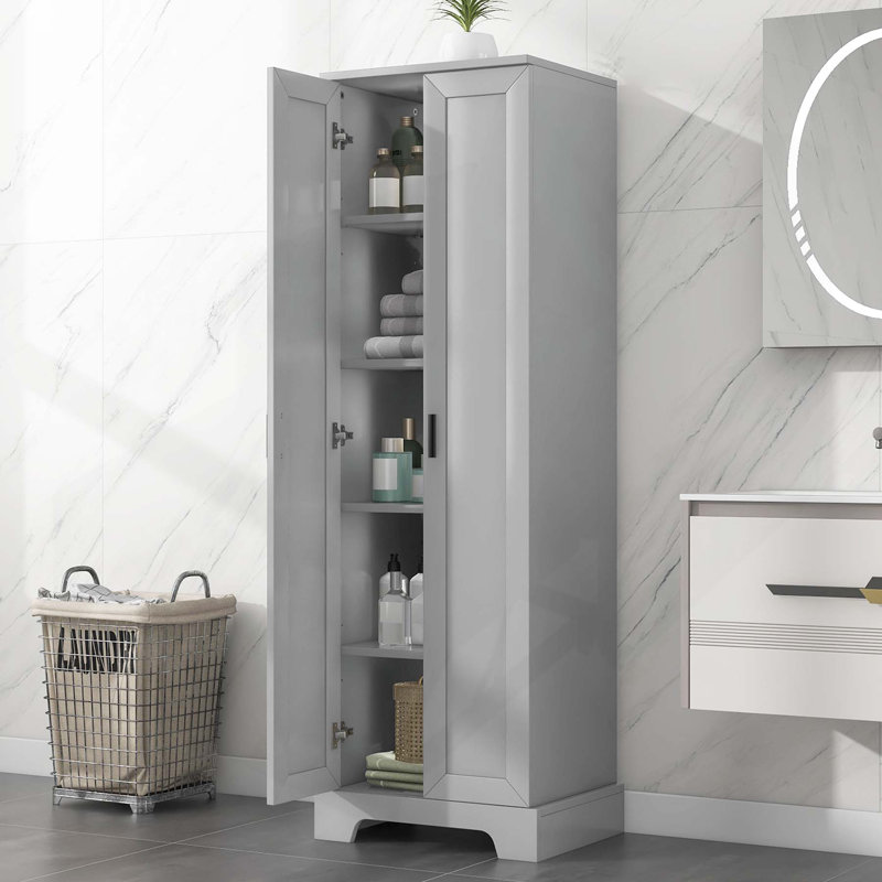 Armoire de rangement polyvalente à deux portes pour différentes pièces, améliorant l'organisation, Gris