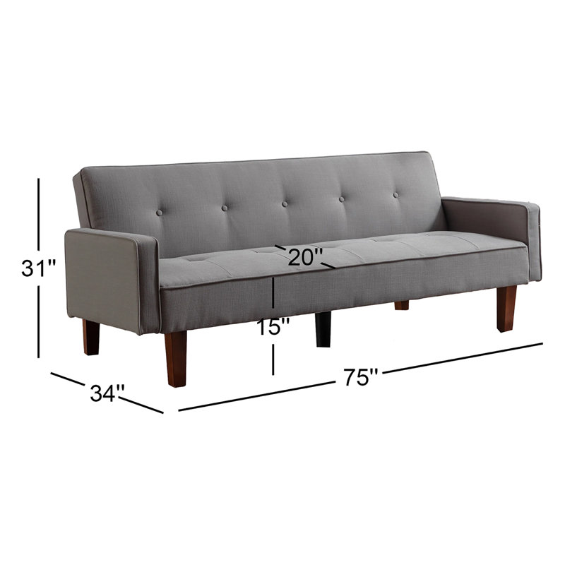 Nathalia 75" Square Arm Sleeper Sofa Bed, Light Gray