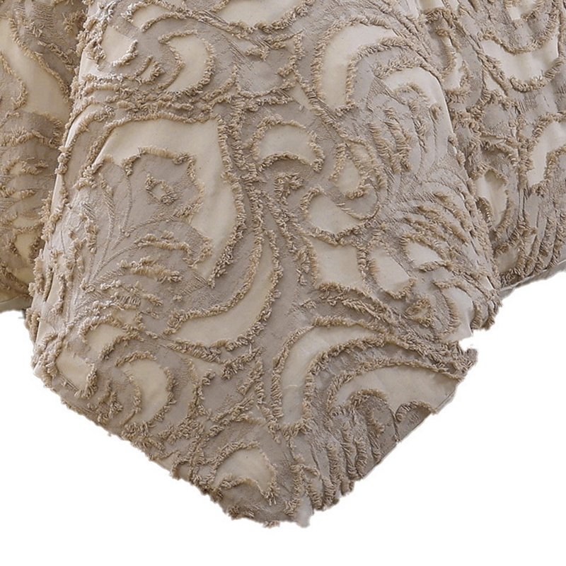 Microfiber 6 Piece Comforter Set, King Comforter + 5 Additional Pieces, Beige