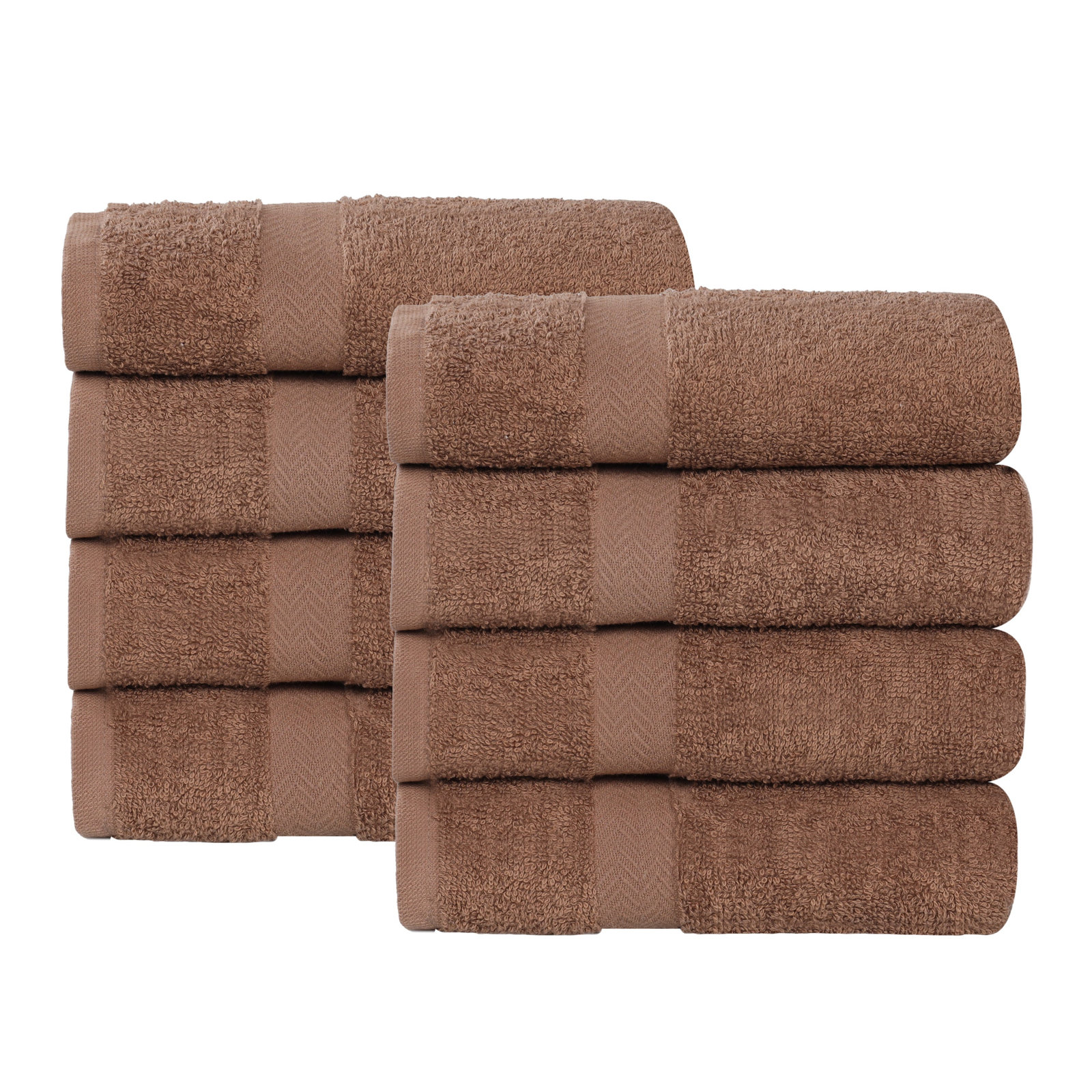 Quick-Drying Cotton Washcloth, Latte, 8 Pieces Towel Set