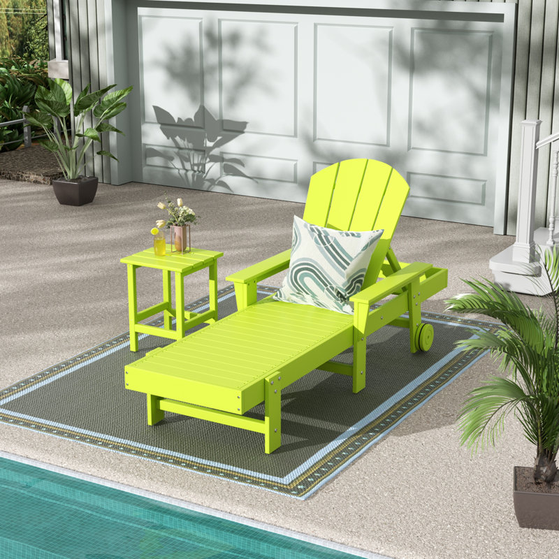 Laguna Outdoor Chaise Lounge with Table, Lime