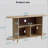Record Player Stand With Charging Station & LED Lights, Sliding Door Media Cabinet-322411842