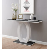 Reculver High Gloss and Glass Topped Console Table - Halo Design Hallway Table