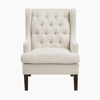 Keisha 29" Traditional Wingback Accent Chair with Textured Fabric Upholstery, Button-Tufted Back & Foam Cushioned Seat