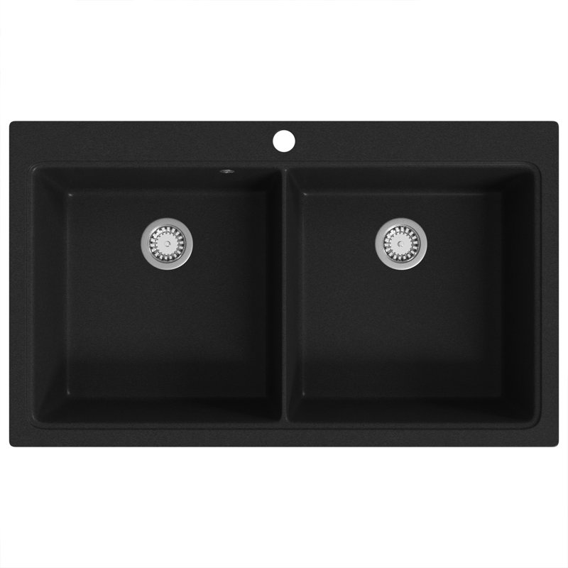 Belfry Kitchen Ariella 510mm W Single Bowl Stone Kitchen Sink, Black