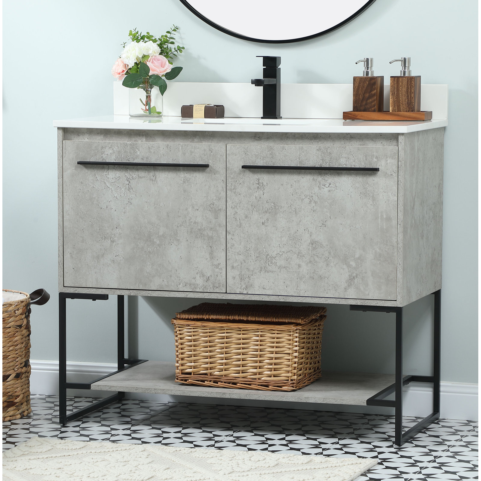Rozell 40'' Single Bathroom Vanity, Concrete Gray