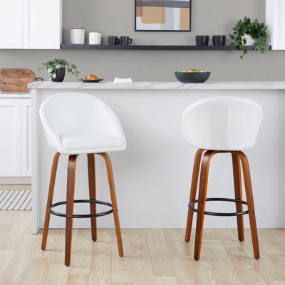 Maddison 30" High Back Fixed-Height Faux Leather Bar Stools