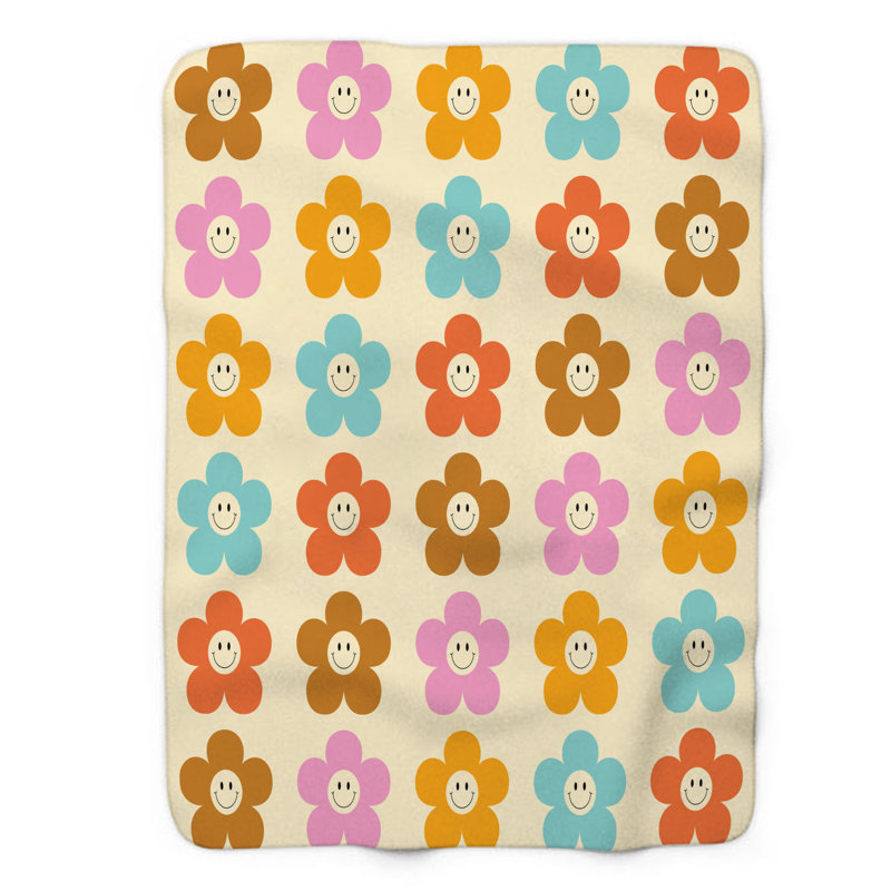 Retro Joy - couverture Sherpa de qualité supérieure 1 pièce, L 60 po x L 80 po