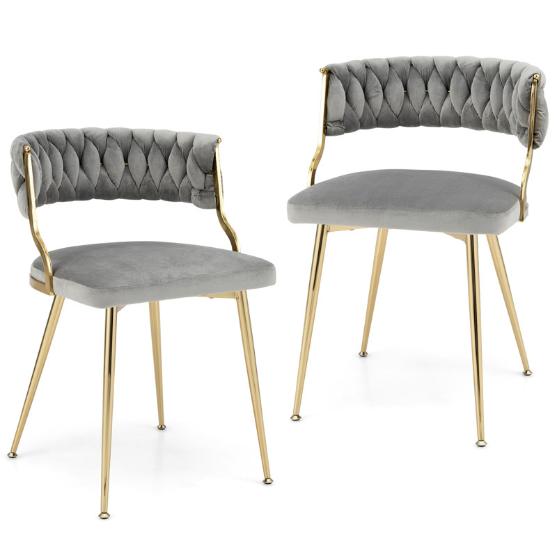 Atascadero 49cm H Tufted Velvet Upholstered Upholstered Back Side Chair, Grey