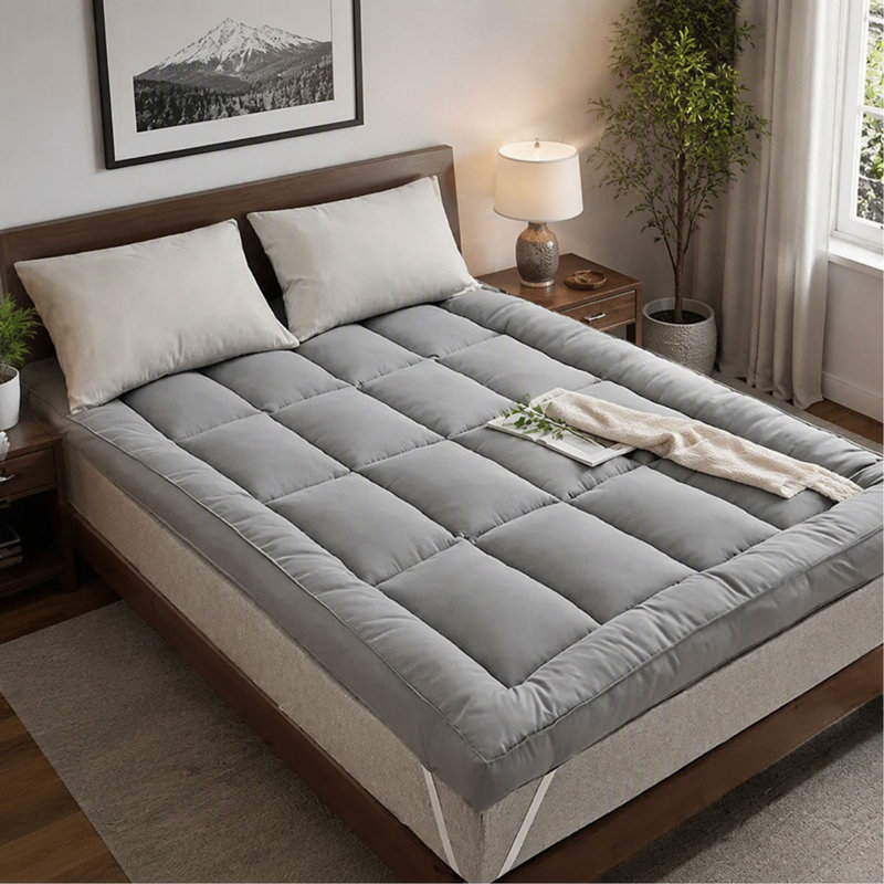 Surmatelas - gris, Gris, Grand lit
