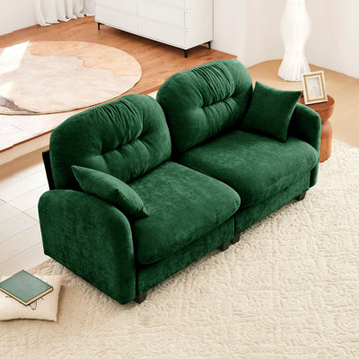 Canapé pour causeuse Idéal pour recevoir des invités Causeuse modulaire Nuage Couches Tissu en chenille, dossier capitonné, conception ergonomique, mousse haute densité Accoudoirs élégants faciles à installer Base en bois de haute qualité, convient aux salons, vert