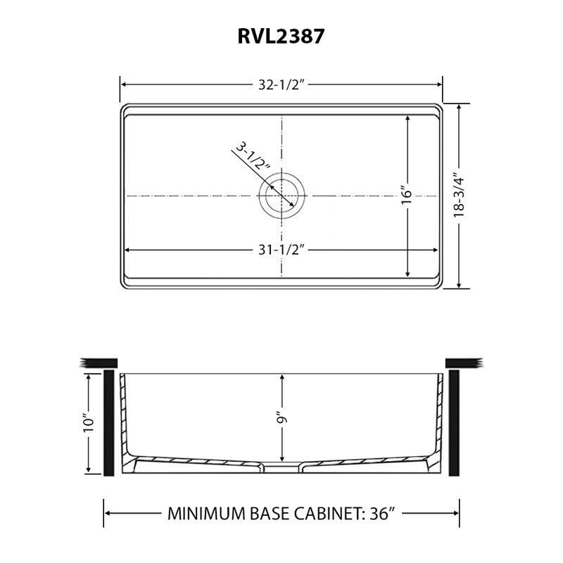 33'' L Double Bowl Fireclay Kitchen Sink, Black
